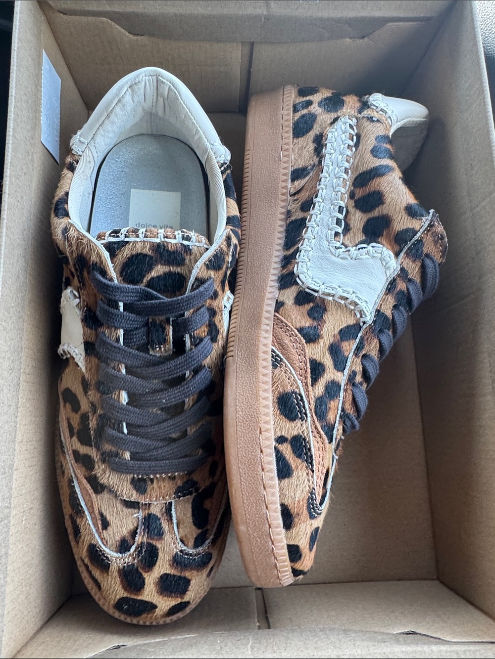 Dolce Vita Leopard Print Calf Hair Sneakers | Never Worn | Women’s Size 8.5